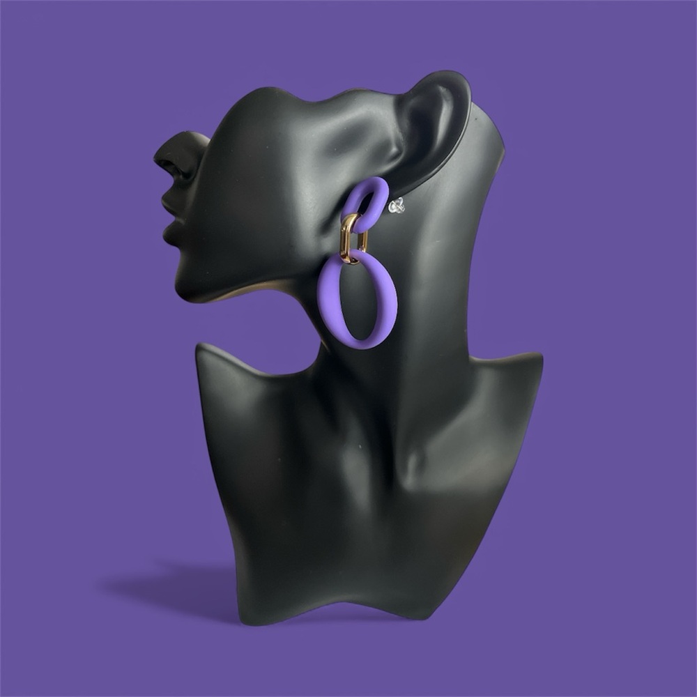 Elegant Purple Double Hoop Fashion Earrings